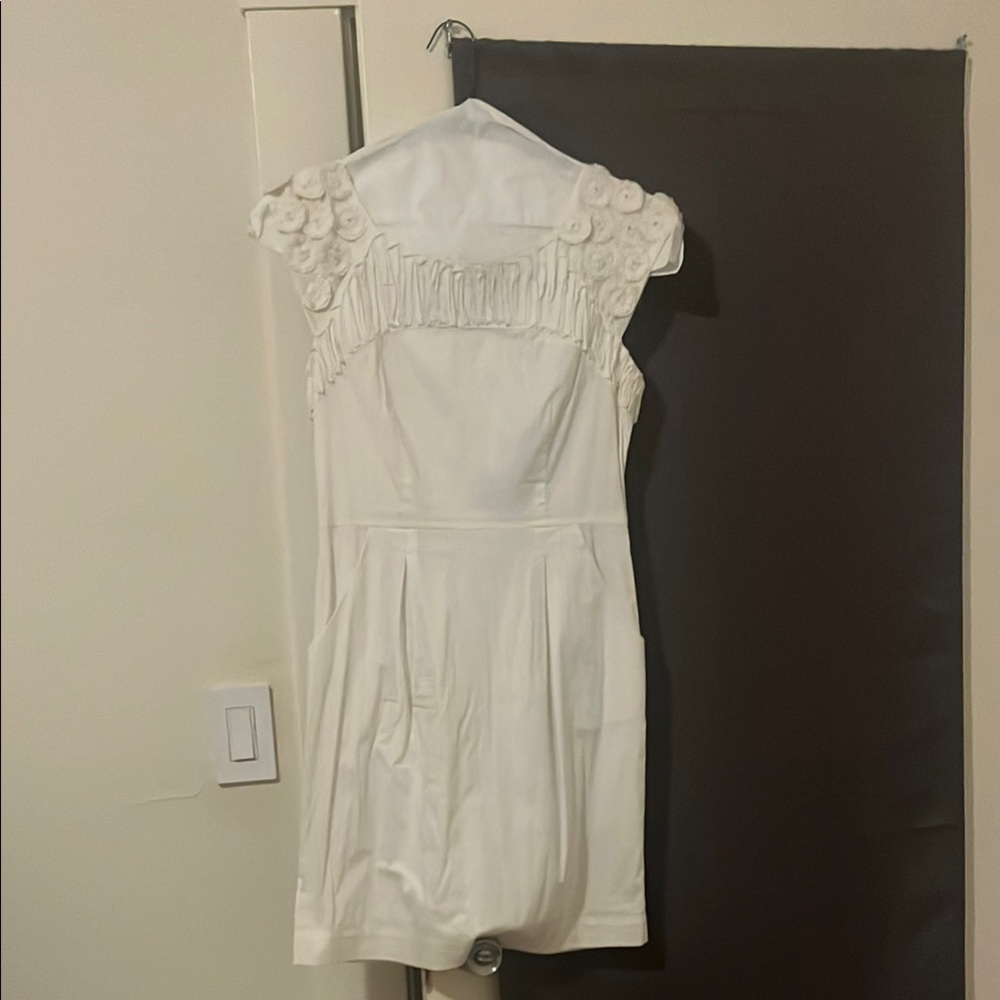 BCBGMaxAzria Cream Mini Dress with Floral Accents